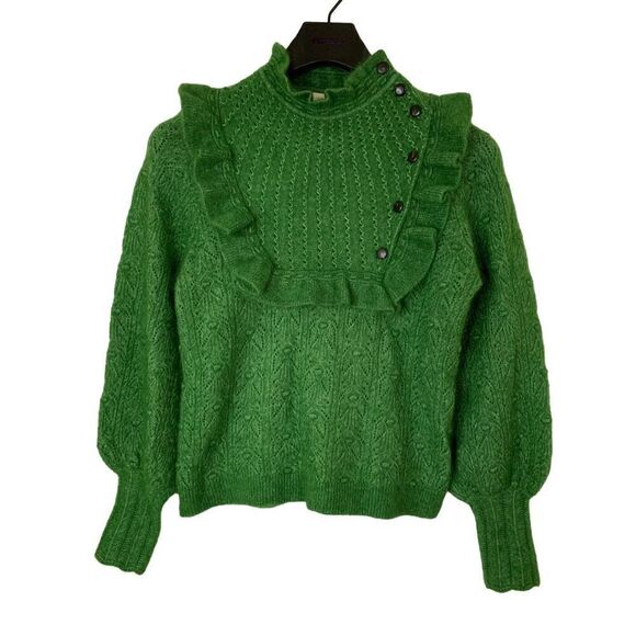 Sezane Chiara Jumper mohair wool sweater green women's size XS - Picture 2 of 8